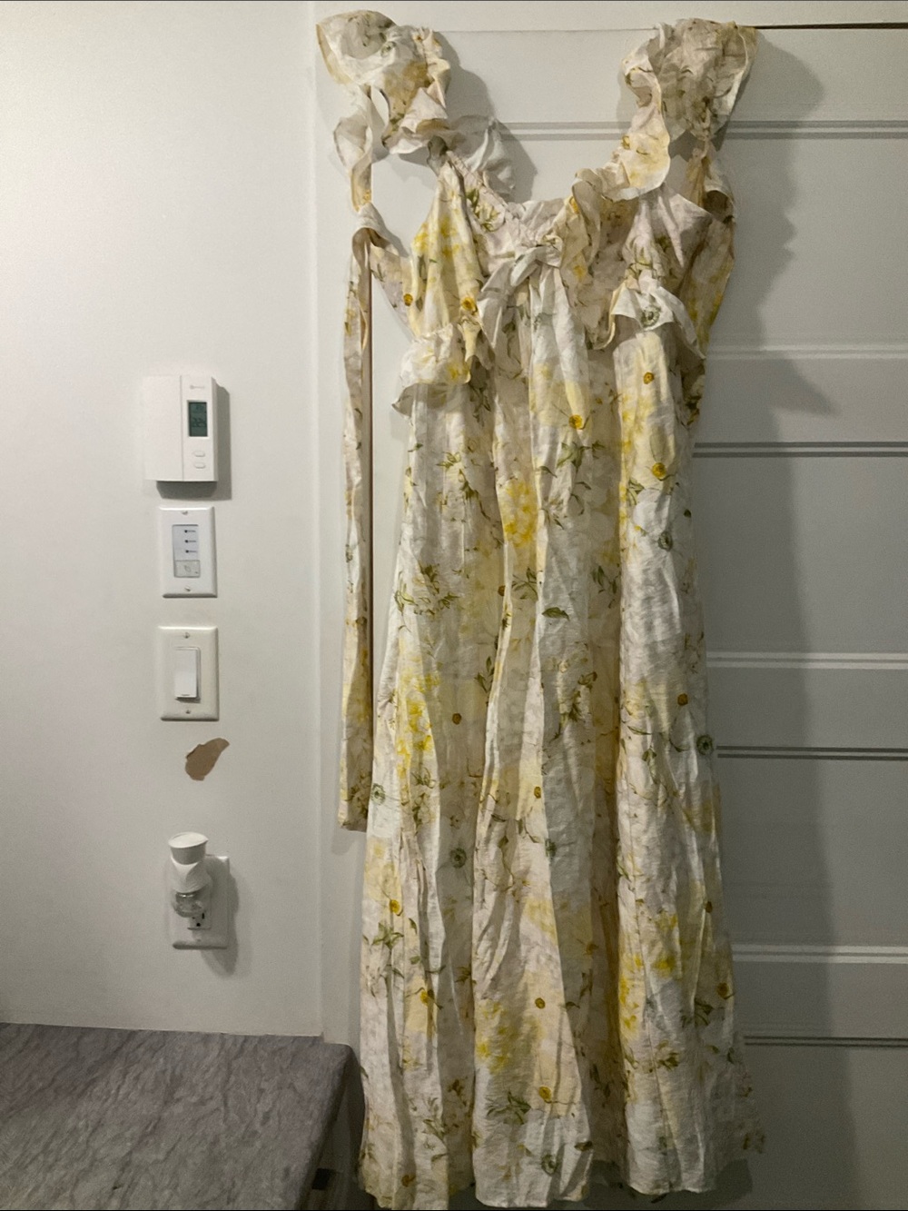 H&M White and Yellow Floral Sundress with Ruffle Straps